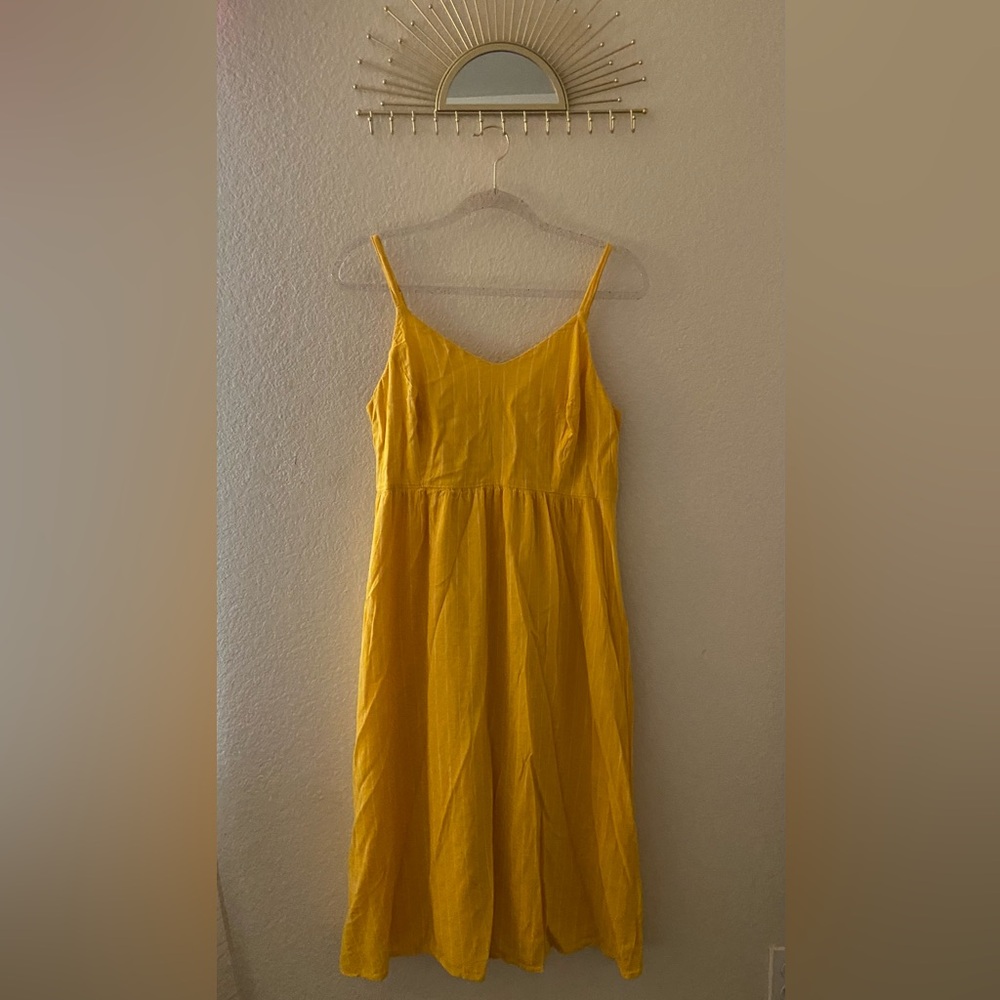 Yellow and white strips dress, Old Navy long flowing dress, size Medium